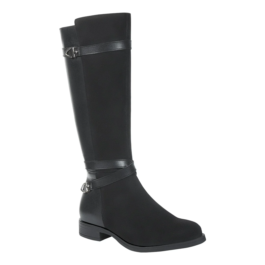 BOTA ECUESTRE DE PISO CON HERRAJES COLOR NEGRO MUJER 09626