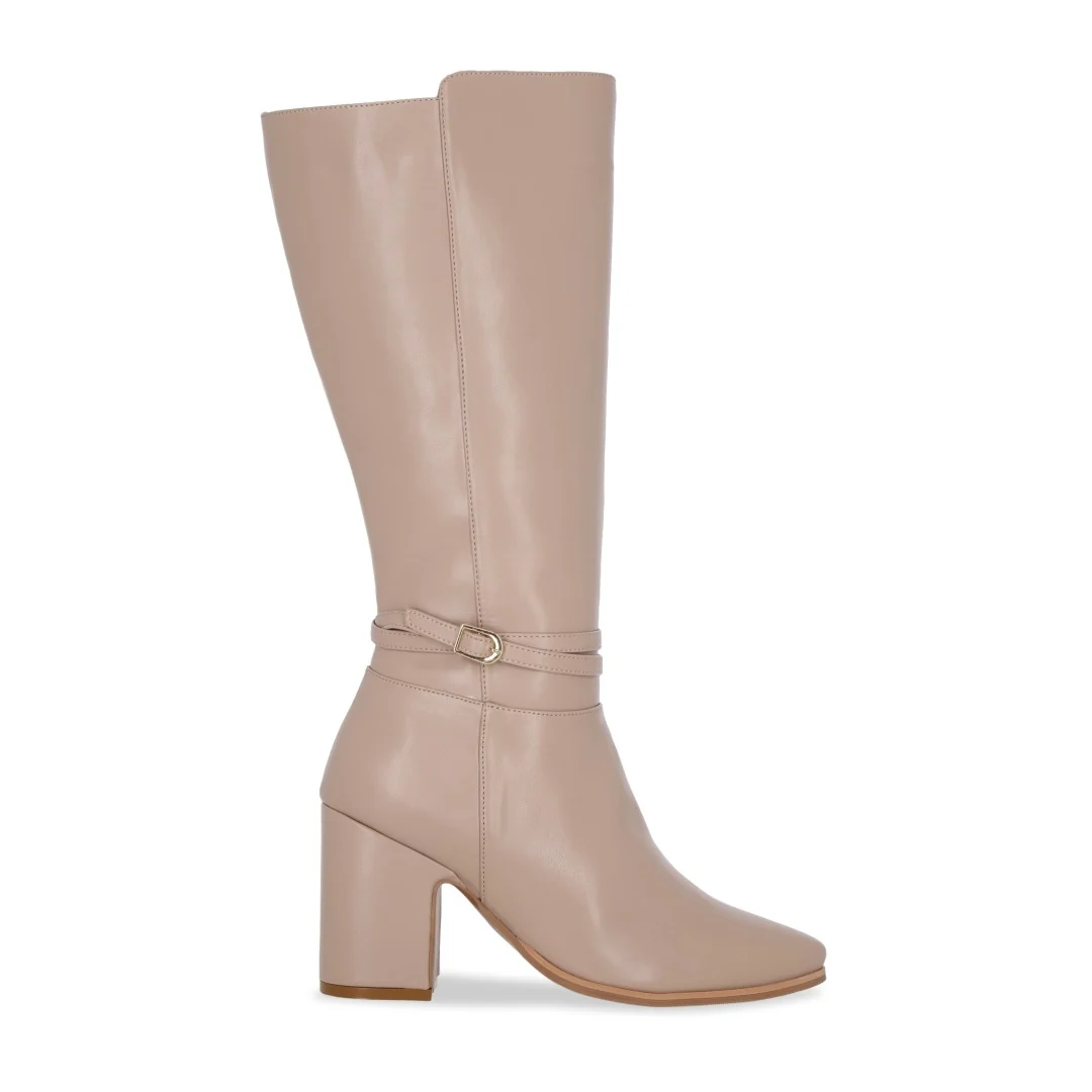 BOTA LARGA DE TACÓN CON LÁTIGO COLOR BEIGE 08650 - Image 3