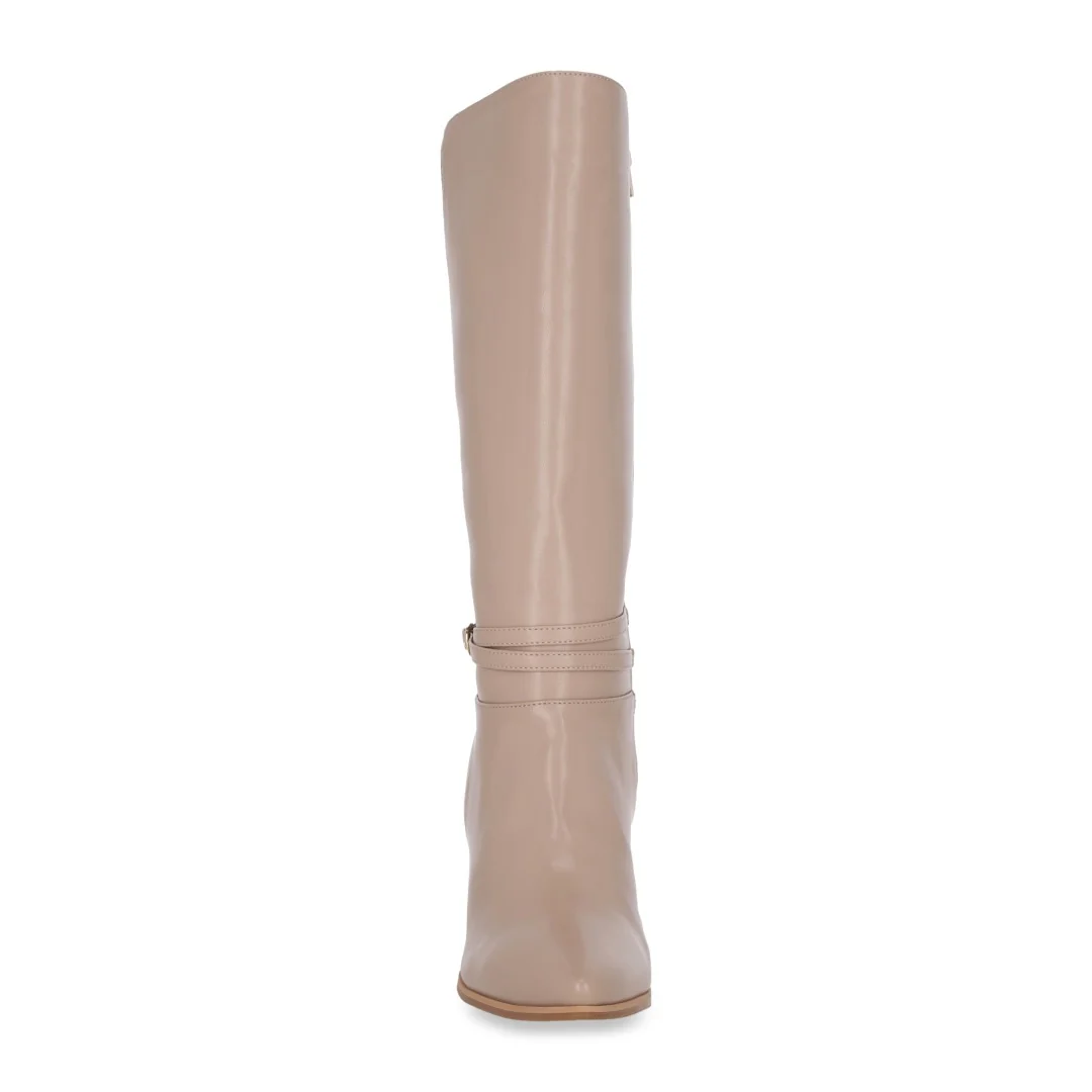 BOTA LARGA DE TACÓN CON LÁTIGO COLOR BEIGE 08650 - Image 4