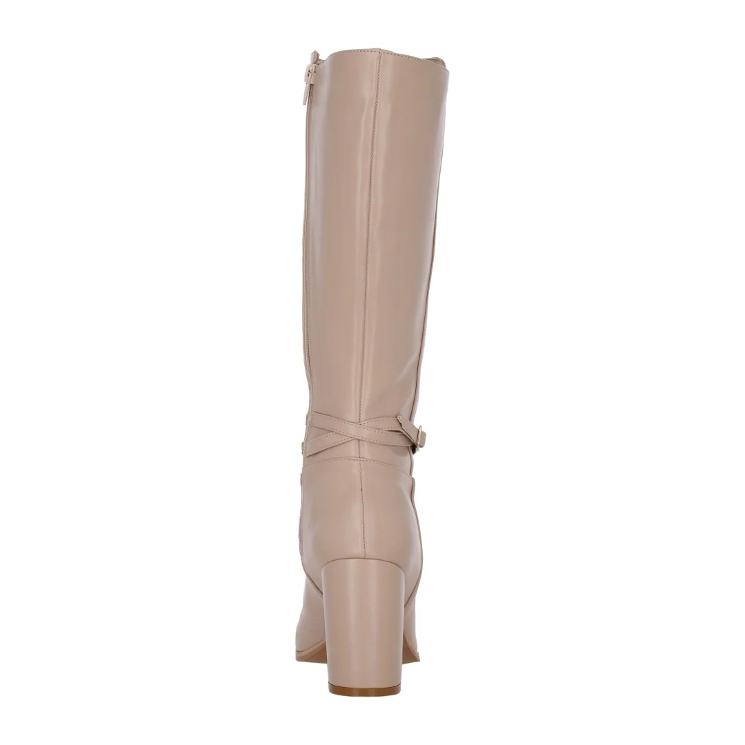 BOTA LARGA DE TACÓN CON LÁTIGO COLOR BEIGE 08650 - Image 5