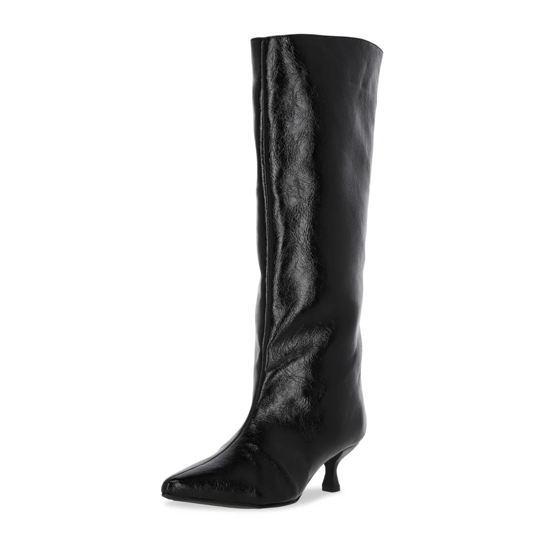 BOTA PUNTAL LARGA DE TACÓN COLOR NEGRO 18071
