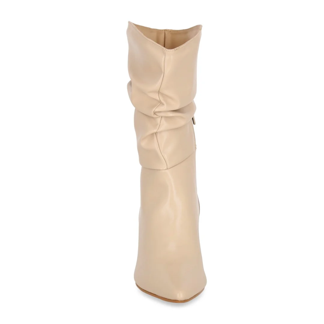BOTA VESTIR DE TACÓN BEIGE CON TUBO CORRUGADO 29141 - Image 4