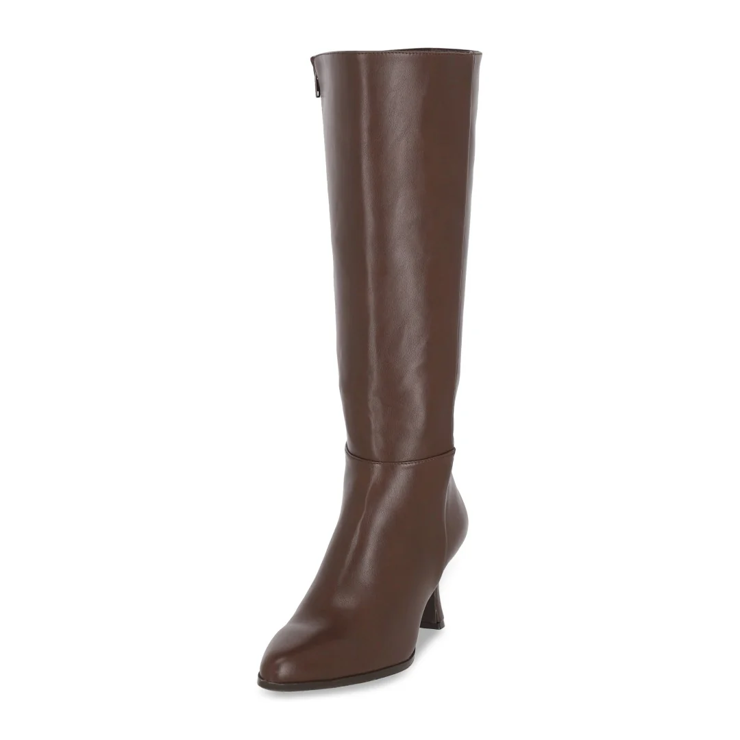 BOTA VESTIR DE TACÓN CAFÉ TUBO LISO 08656