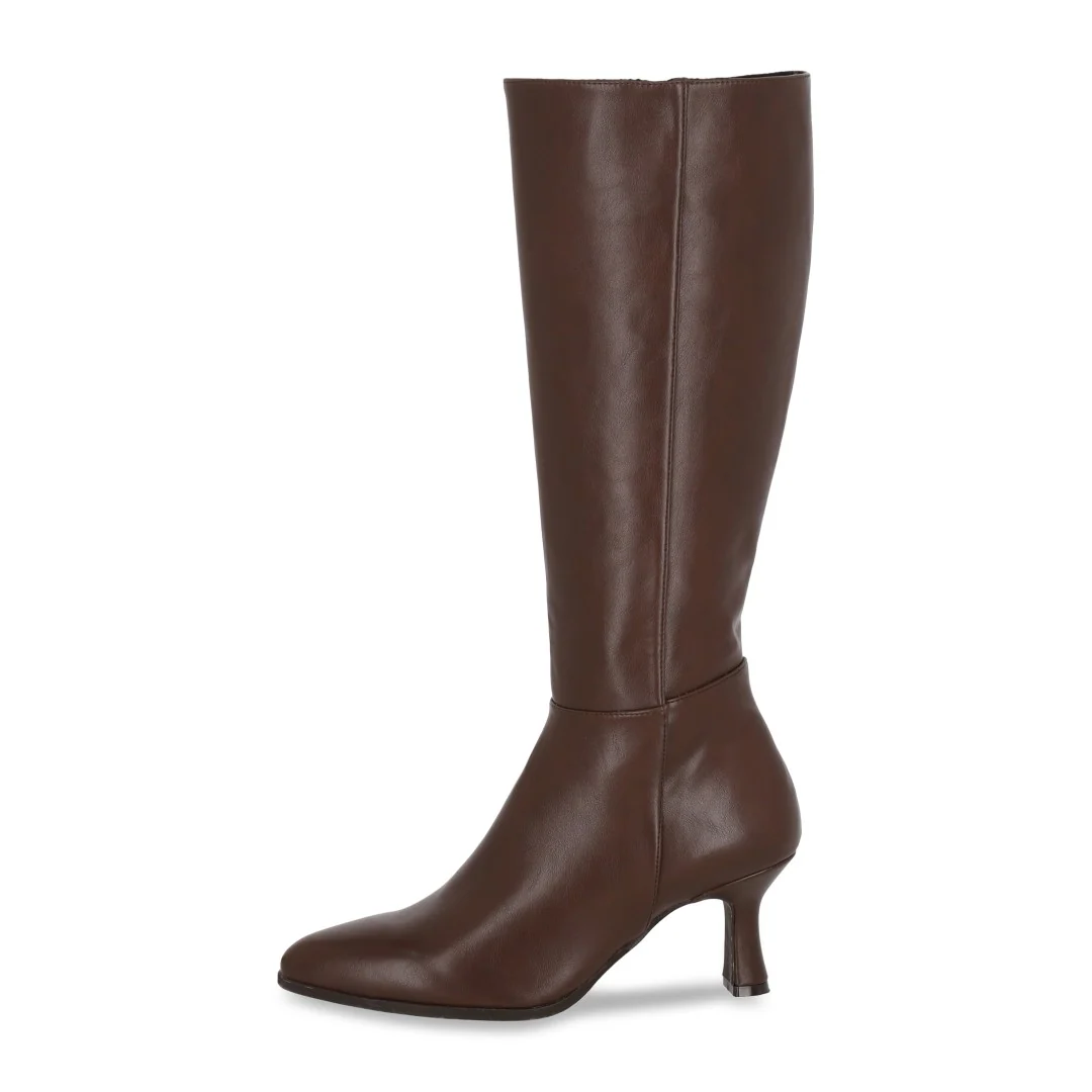 BOTA VESTIR DE TACÓN CAFÉ TUBO LISO 08656 - Image 2