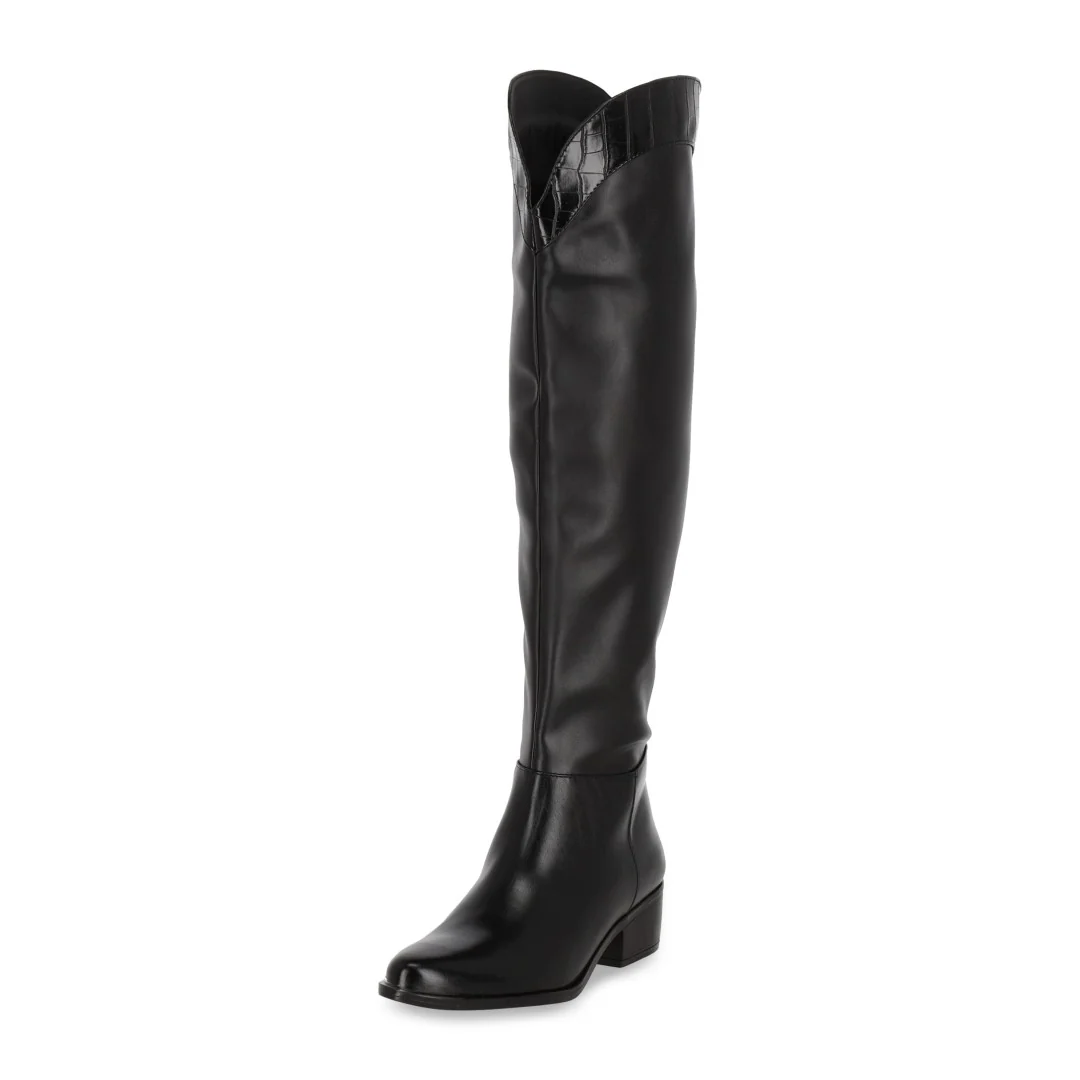 BOTA WESTERN DE TACÓN NEGRO TUBO ALTO LISO 01819
