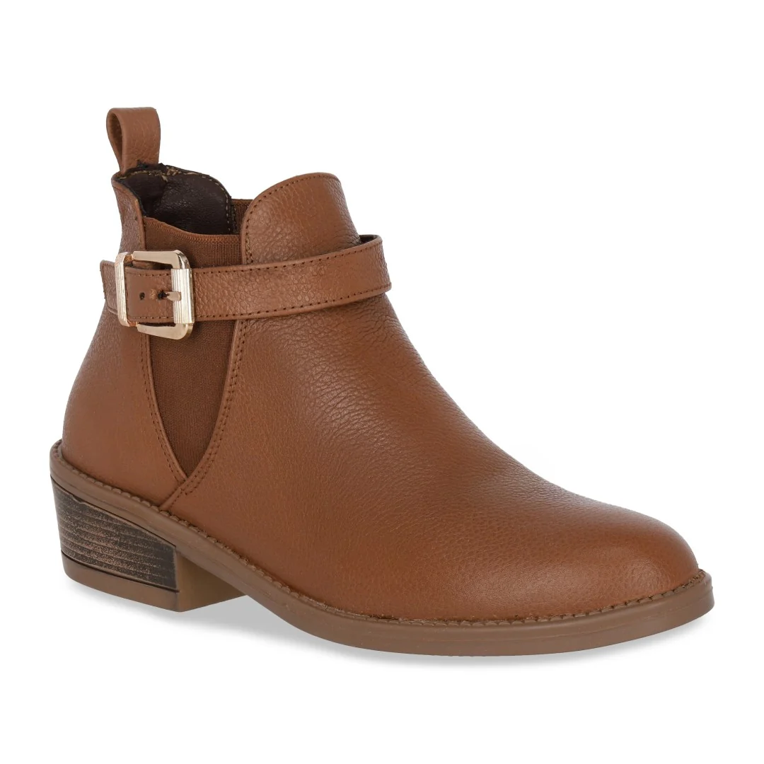 BOTÍN CASUAL DE PIEL COLOR MIEL 02566