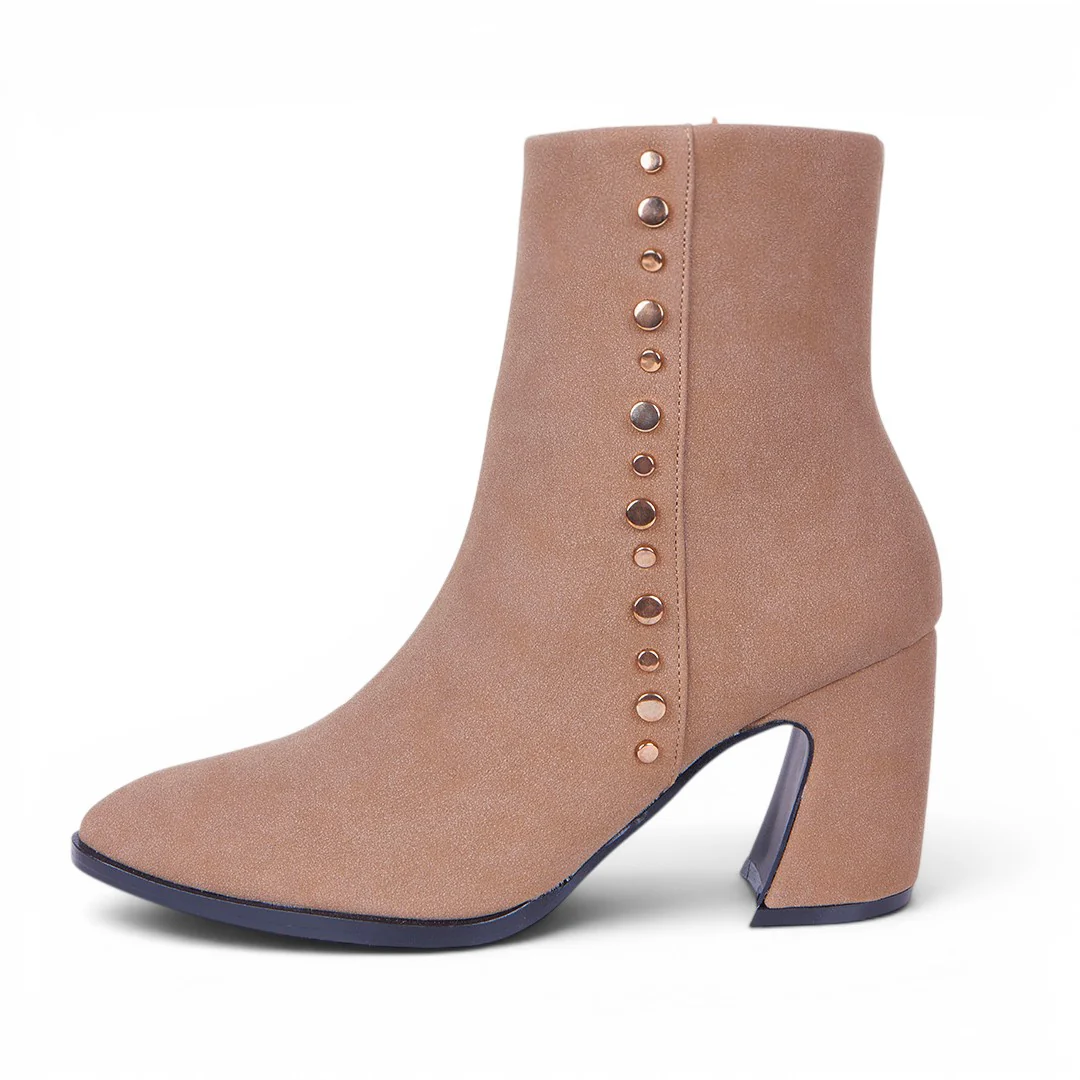BOTÍN CON DETALLES METÁLICOS TAUPE 59736 - Image 2