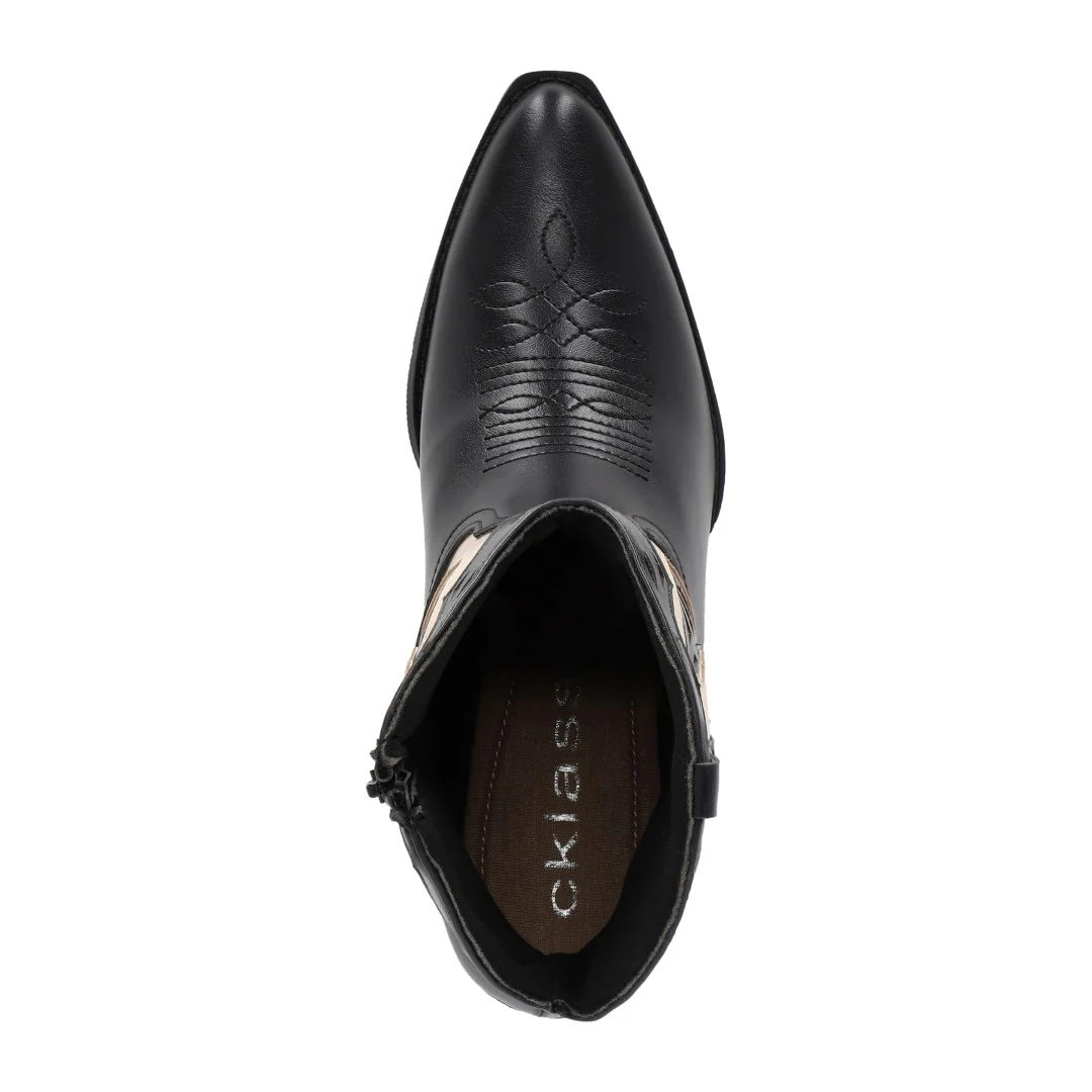 BOTÍN TIPO WESTERN COMBINADO DE TACÓN NEGRO 09625 - Image 6
