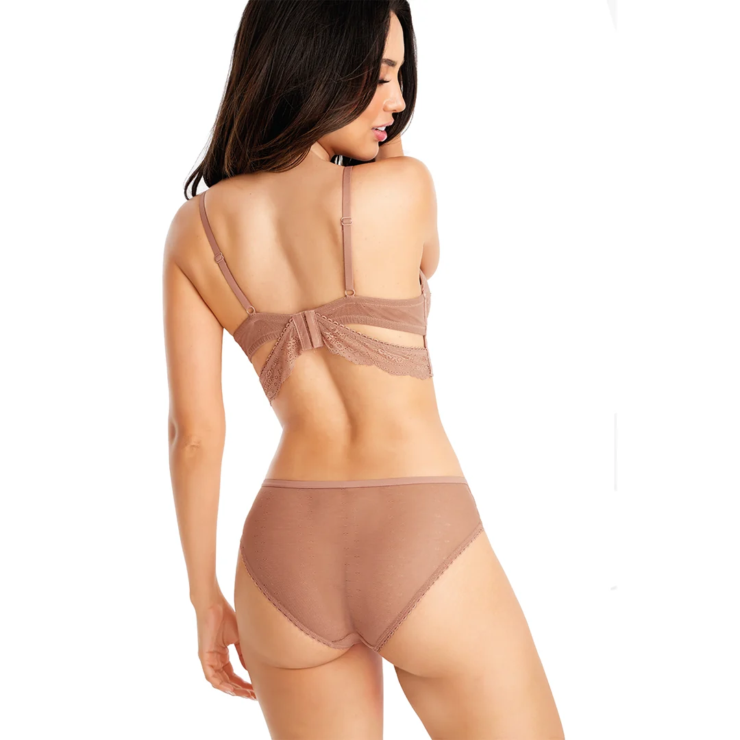 BRASSIERE BEIGE DE ENCAJE CON PUSH UP 80690 - Image 2