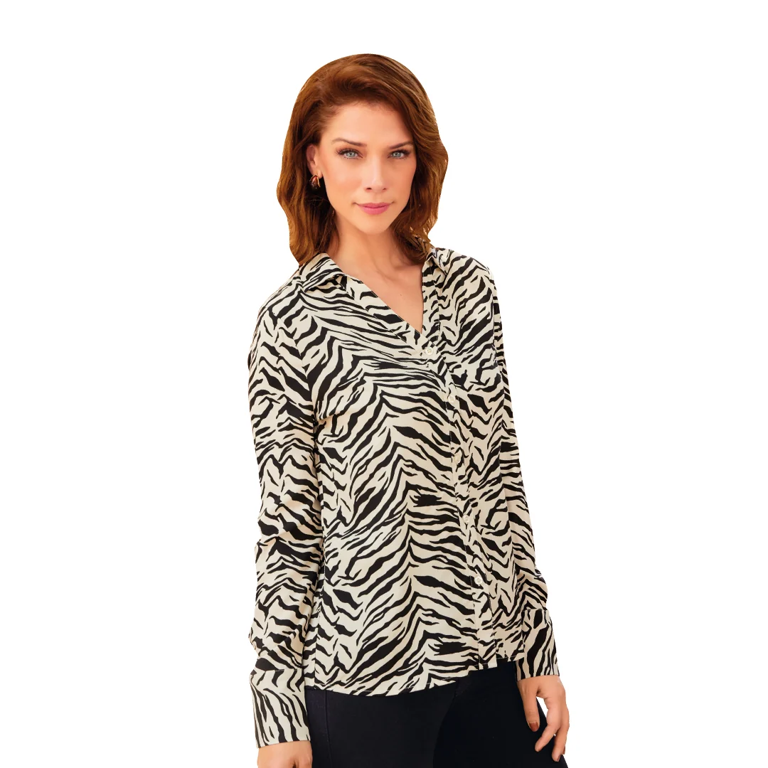 CAMISA ANIMAL PRINT MANGA LARGA MUJER 99981