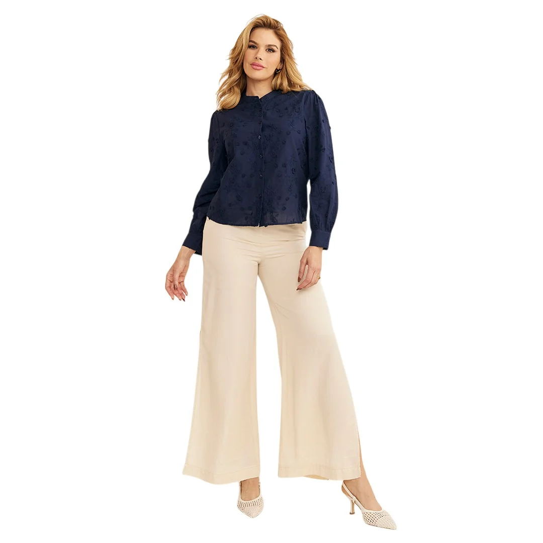 CAMISA BORDADA FLORES MARINO 92668 - Image 2