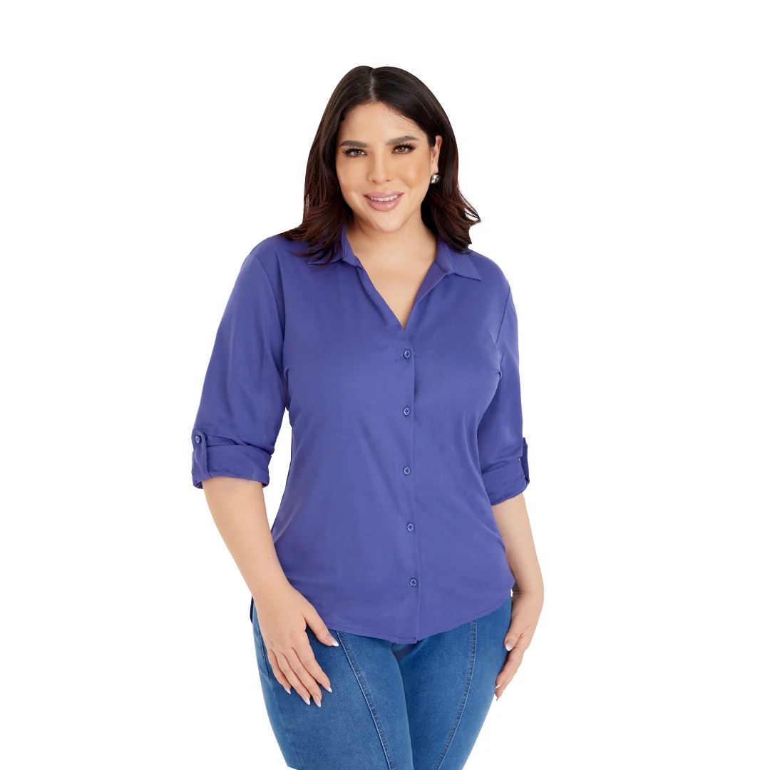CAMISA CON CHARRETERA MARINO MUJER 90277 - Image 2