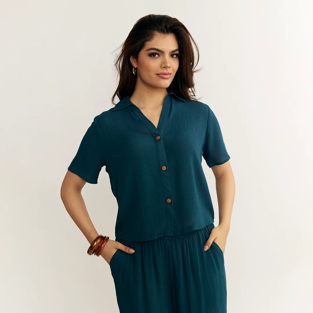 CAMISA HOLGADA CON BOTONES VERDE 93739 - Image 2