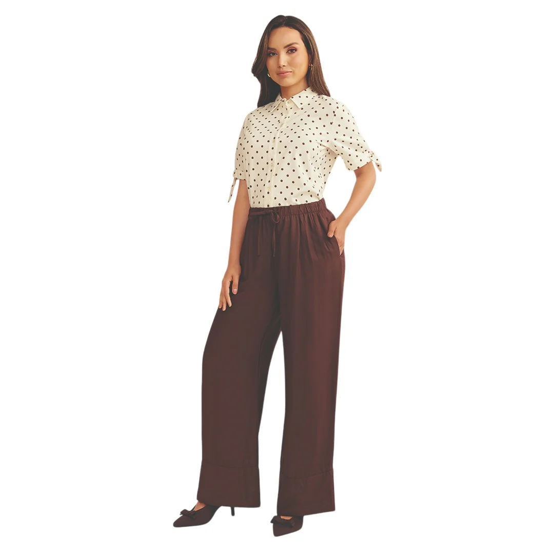 CAMISA LUNARES BEIGE MANGA CORTA 93753