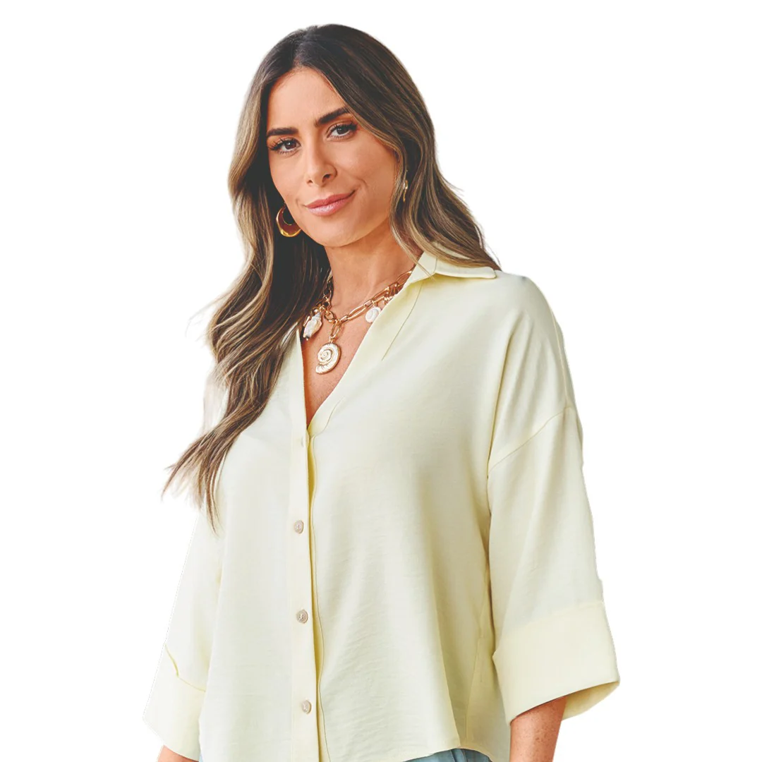 CAMISA MANGA AMPLIA AMARILLO 05894