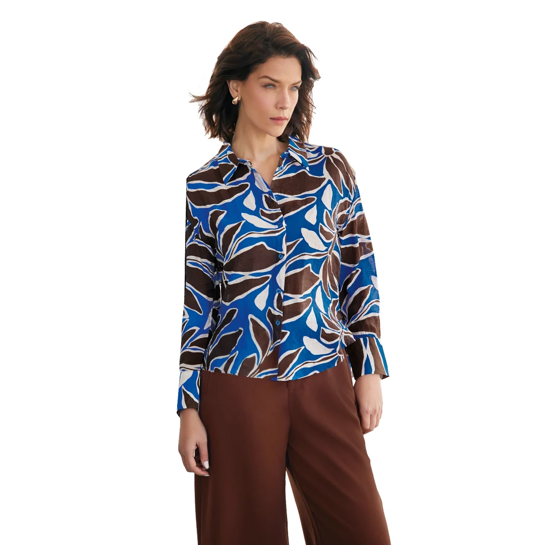 CAMISA MULTICOLOR ESTAMPADO DE HOJAS 93671 - Image 3