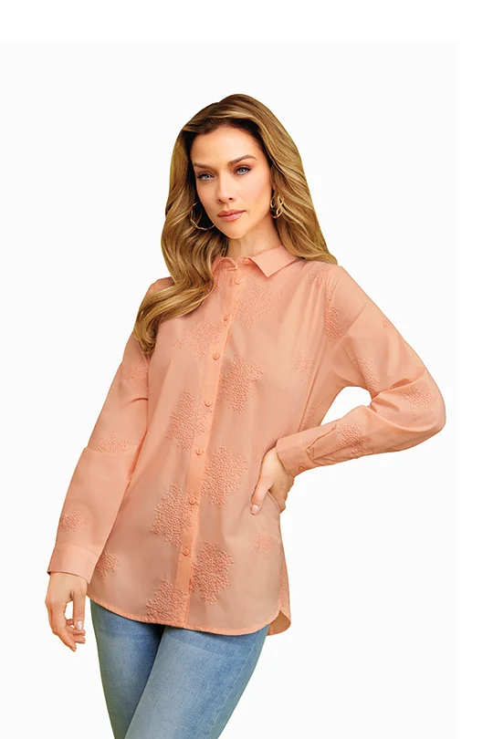 CAMISA NARANJA CON BORDADO 91243