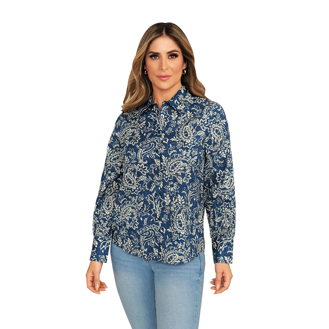 CAMISA PAISLEY AZUL MANGA LARGA 93749