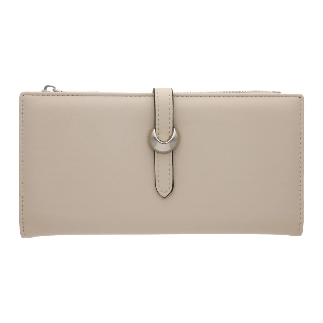 CARTERA COLOR IVORY CON HERRAJE PLATA 99578