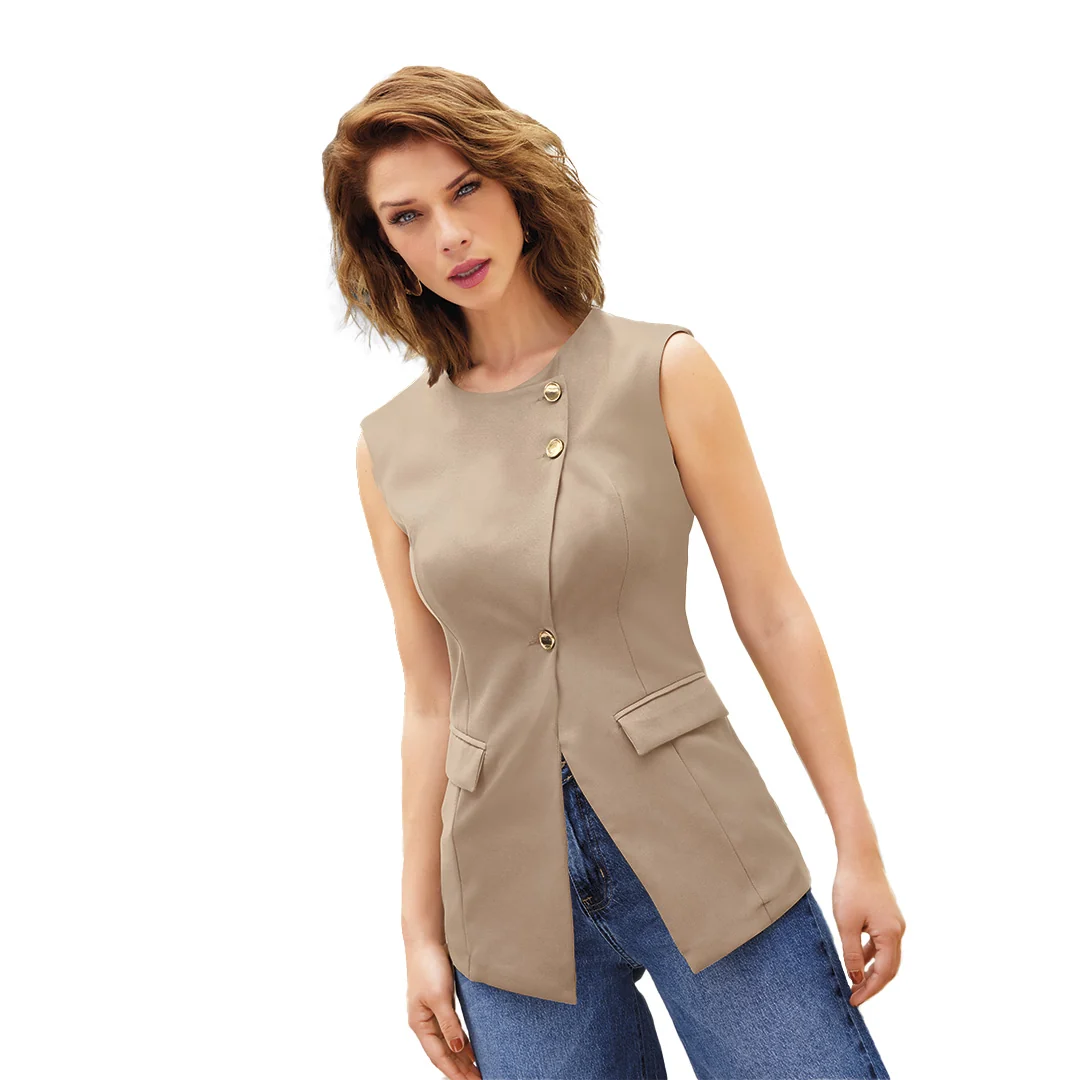 CHALECO BEIGE CRUZADO MUJER 40568