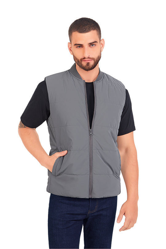 CHALECO GRIS DE CUELLO BOMBER 90968