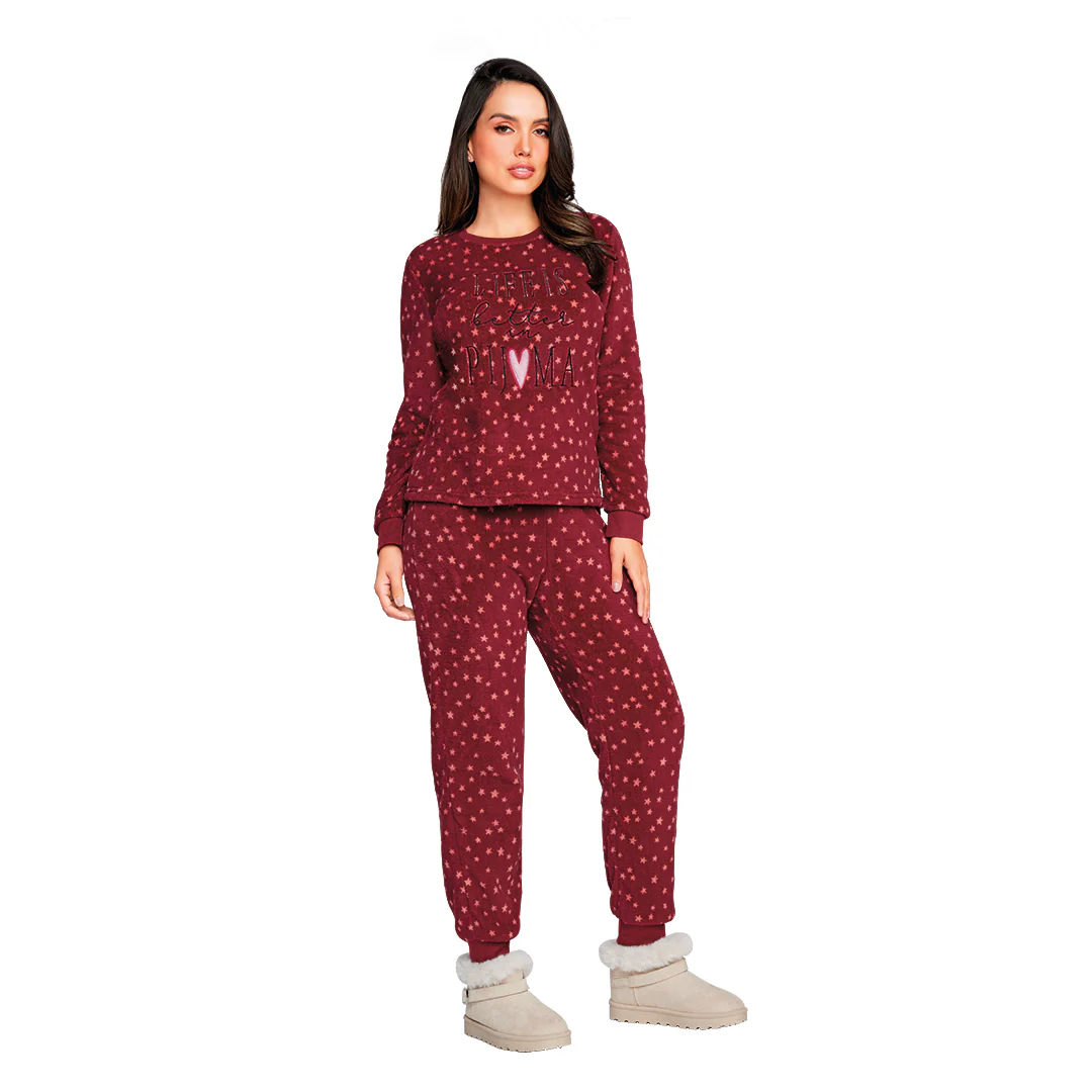 CONJUNTO TINTO DE PIJAMA DE DAMA 90286 - Image 2