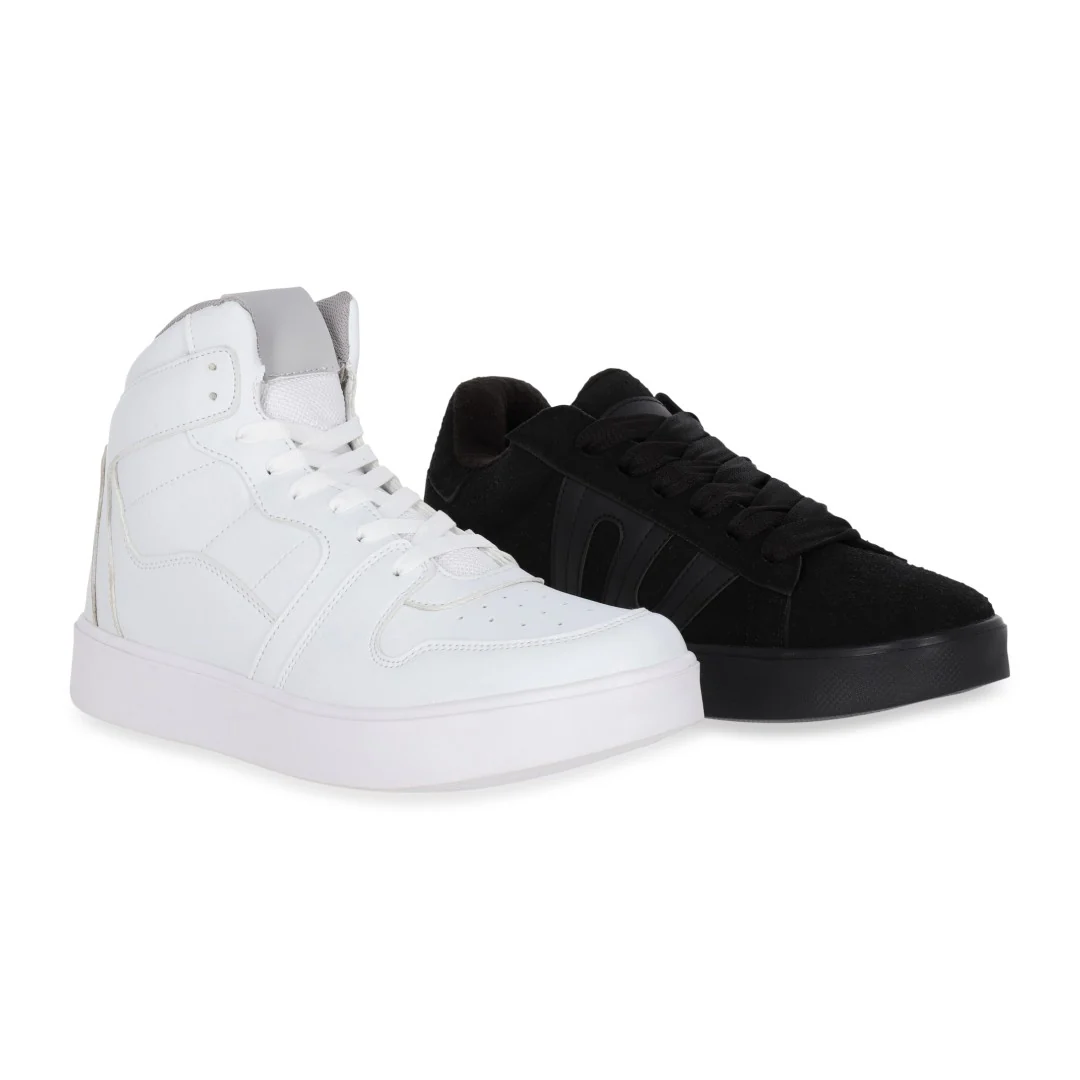 DÚO 006 TENIS DE PISO NEGRO Y BLANCO SINTÉTICO