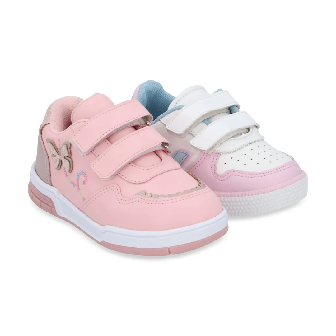 DÚO 022 TENIS CASUAL ROSA Y MULTICOLOR CON ADORNO