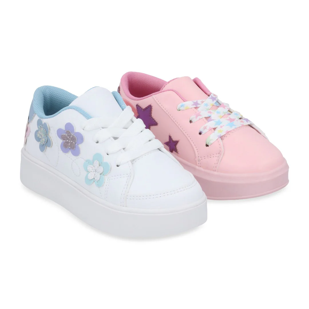 DÚO 033 TENIS CASUAL BLANCO Y ROSA CON ADORNO