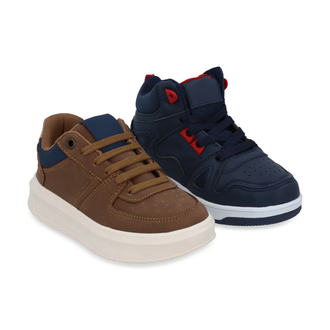 DÚO 047 TENIS CASUAL MARINO Y MIEL CON ADORNO