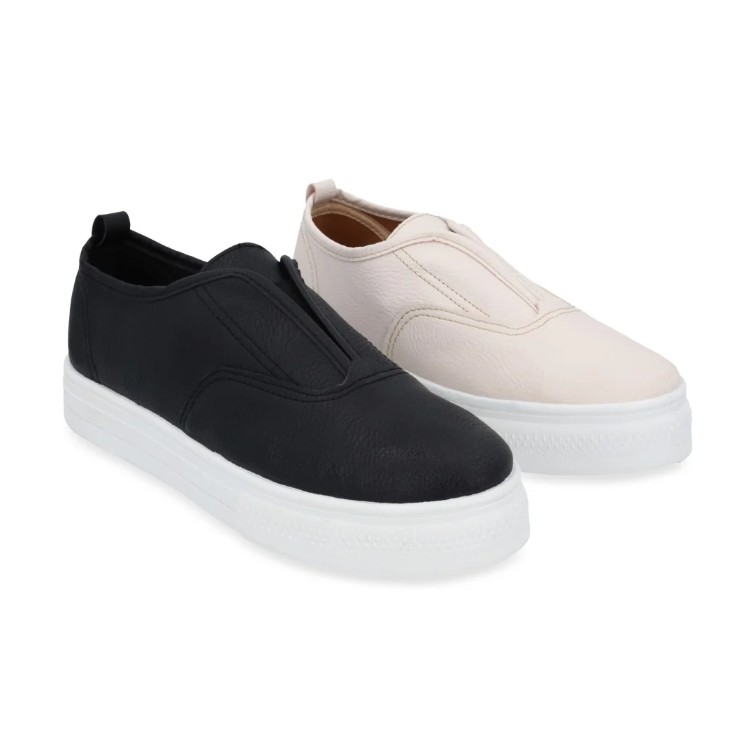 TENIS NEGRO Y BEIGE CON ELÁSTICO DUO 114