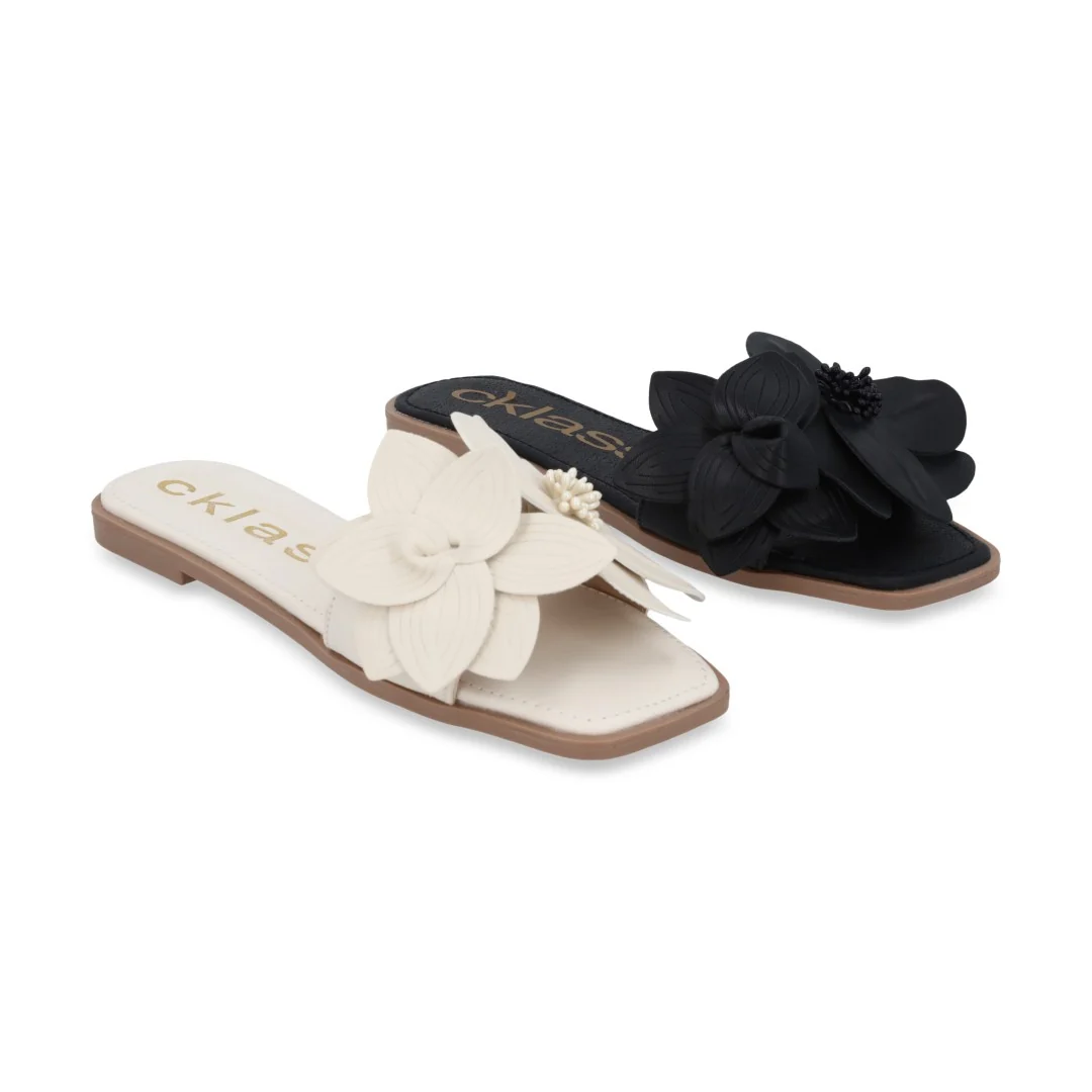 SANDALIA HUESO Y NEGRO CON ADORNO DUO 126