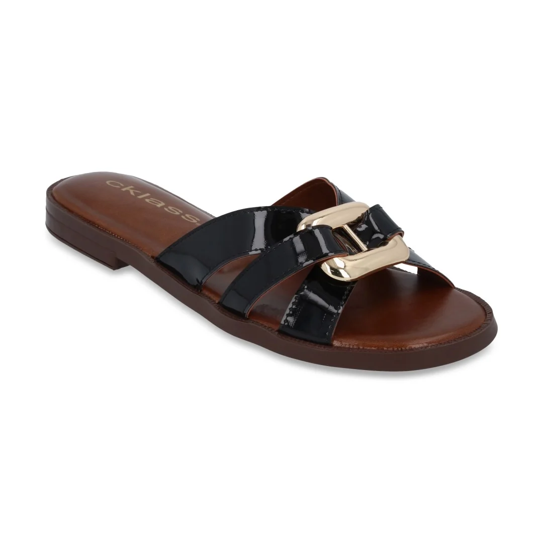 SANDALIA NEGRO Y BEIGE CON HERRAJE DUO 130 - Image 2