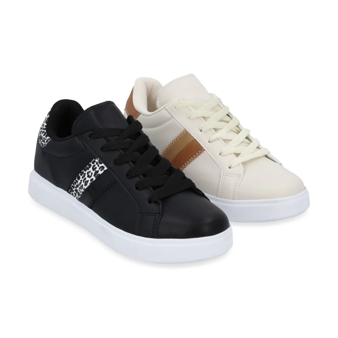 TENIS CASUAL HUESO Y NEGRO DUO 138