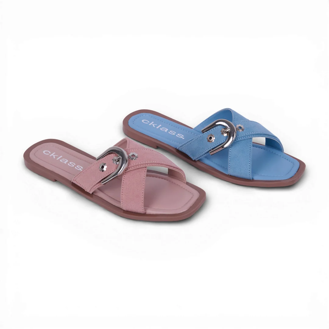 DÚO 187 SANDALIAS CON HEBILLA AZUL Y ROSA