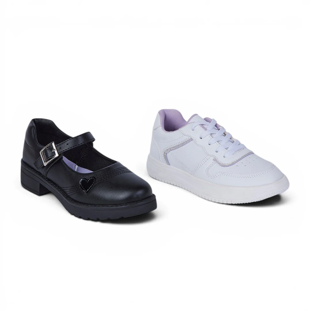 DÚO 194 ZAPATO CORAZÓN Y TENIS BLANCO NEGRO