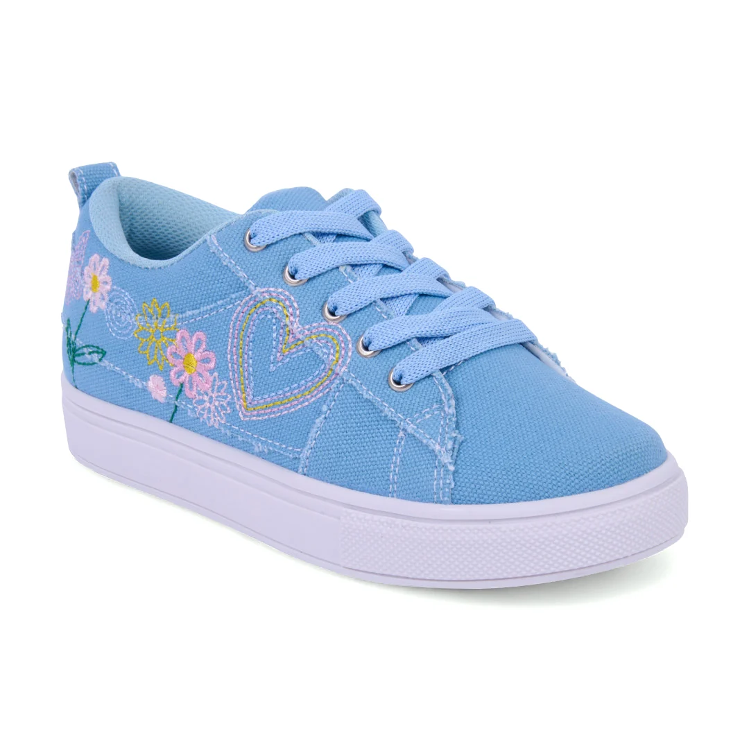 DÚO 214 TENIS CASUAL AZUL Y BLANCO CON FLORES 28606 - Image 2