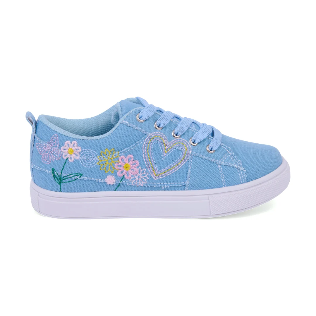 DÚO 214 TENIS CASUAL AZUL Y BLANCO CON FLORES 28606 - Image 3