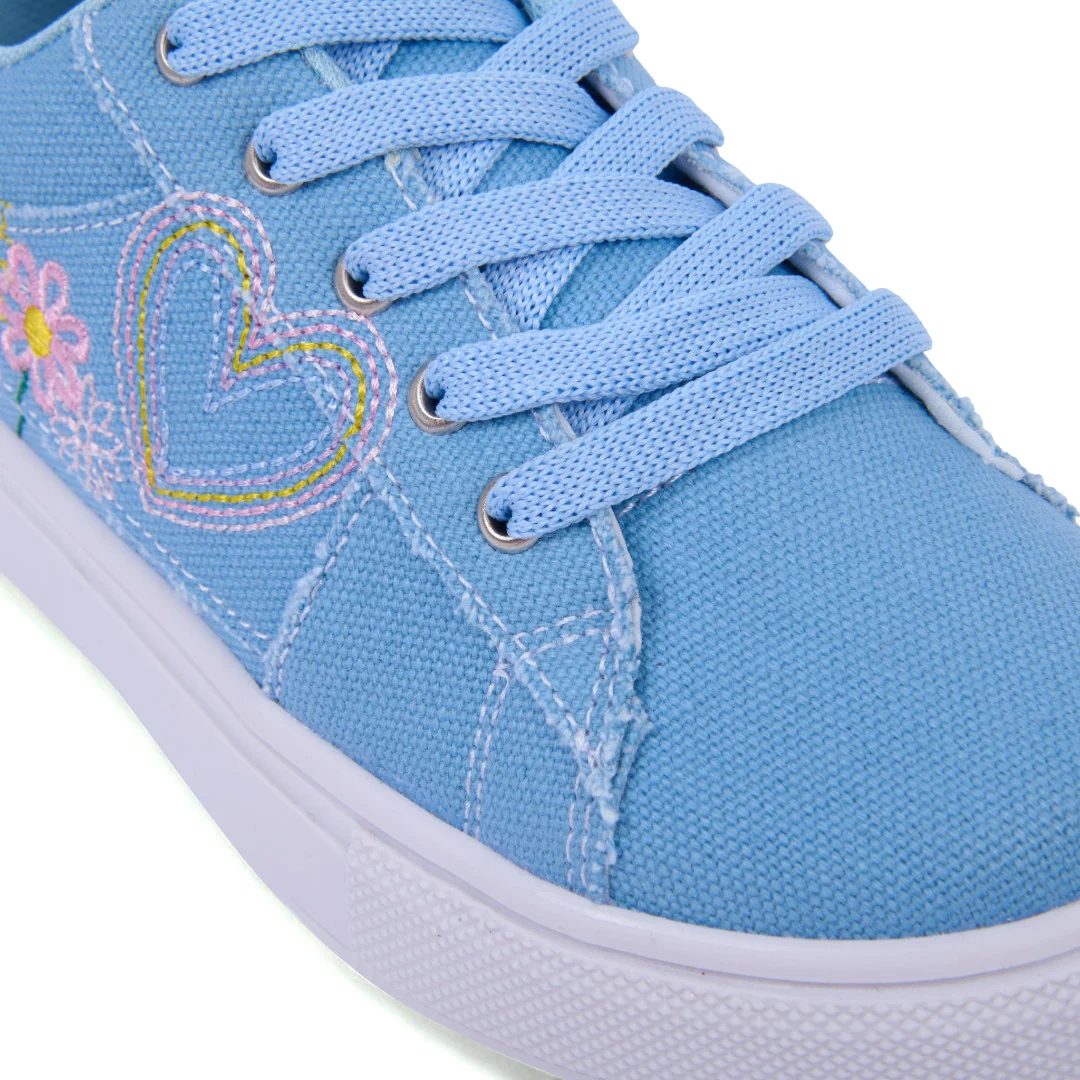 DÚO 214 TENIS CASUAL AZUL Y BLANCO CON FLORES 28606 - Image 7