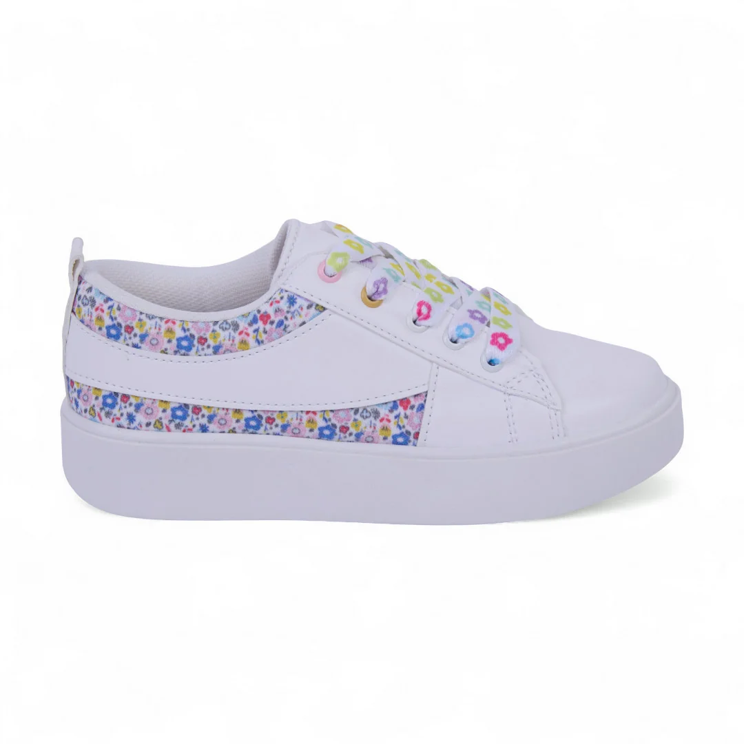 DÚO 214 TENIS CASUAL AZUL Y BLANCO CON FLORES 28606 - Image 9