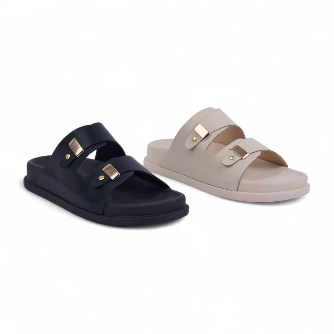 SANDALIAS DE PISO HUESO Y NEGRO COAGULADO 14480