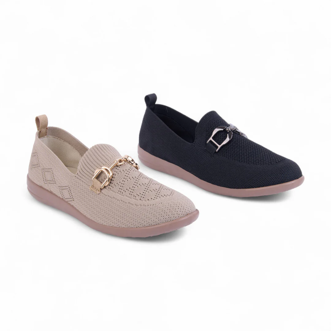 DÚO 341 MOCASINES PISO BEIGE Y NEGRO HEBILLA 28304