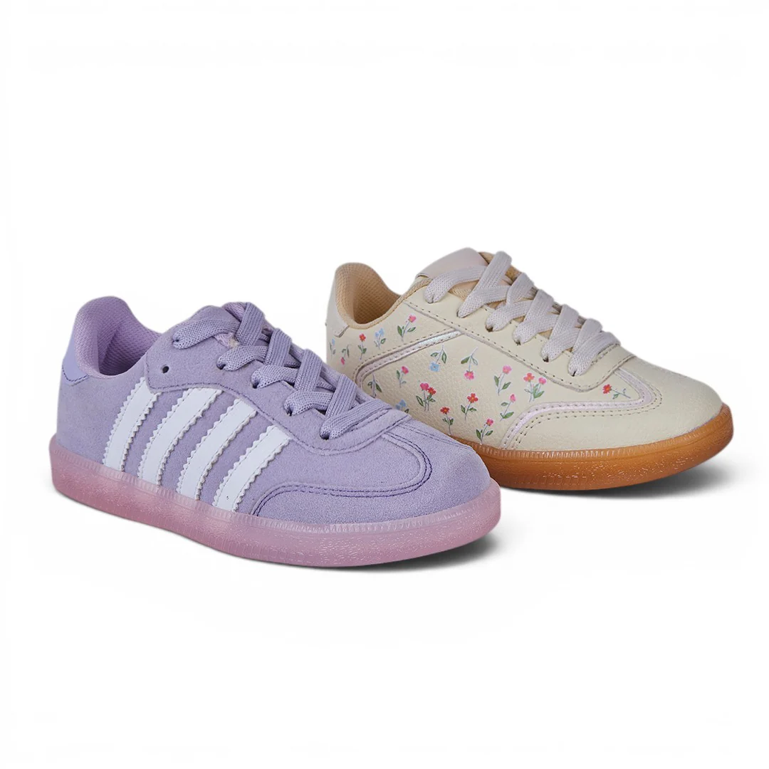 DÚO 344 TENIS FLORES AMARILLO Y LILA
