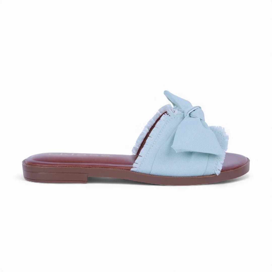 DÚO 457 SANDALIAS DE PISO HUESO Y AZUL CON MOÑO 40639 - Image 3