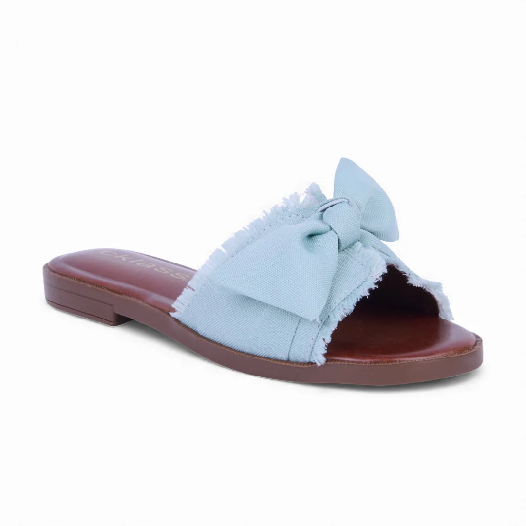 DÚO 457 SANDALIAS DE PISO HUESO Y AZUL CON MOÑO 40639 - Image 4