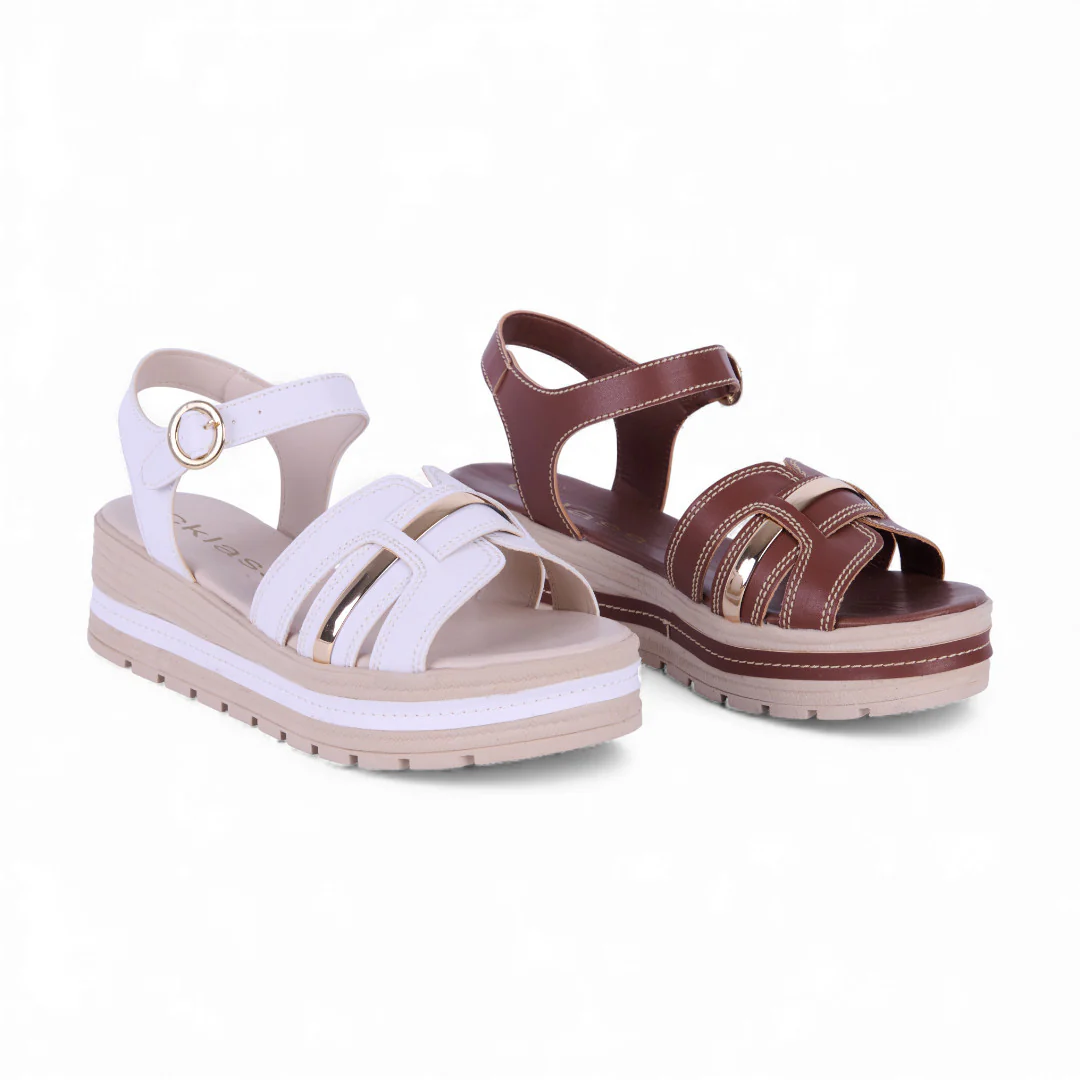 DÚO 506 SANDALIAS PISO BLANCO Y CAFÉ CON PULSERA 06826