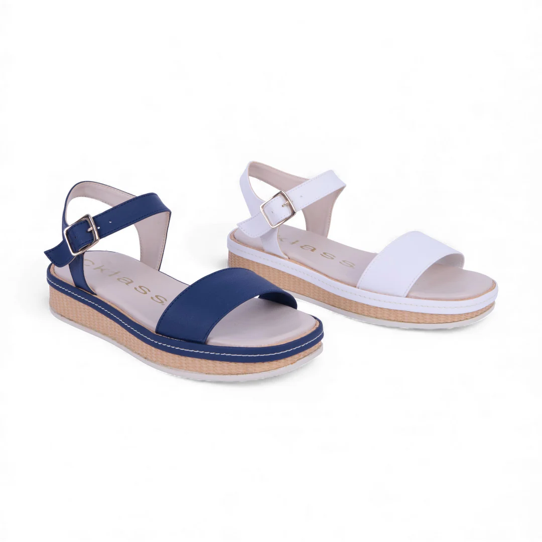 DÚO 521 SANDALIAS DE PISO BLANCO Y MARINO 06804