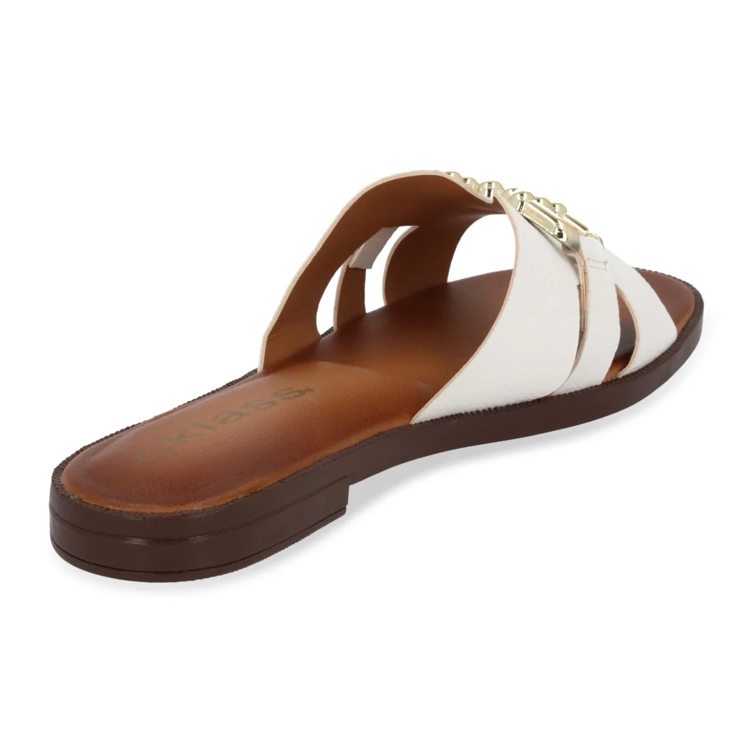 SANDALIA DE PISO NEGRO Y BLANCO HERRAJE DUO 622 - Image 4