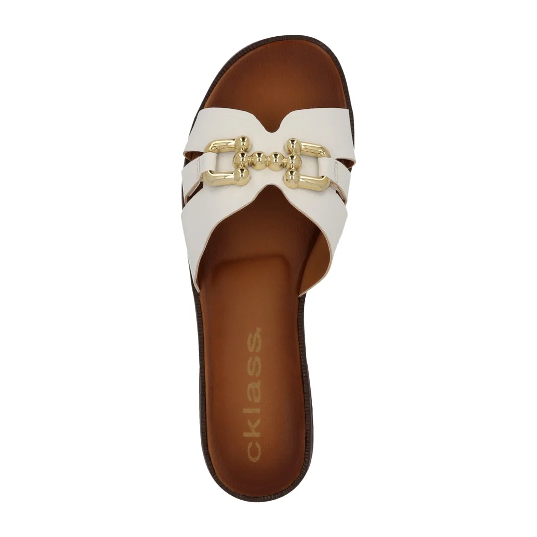 SANDALIA DE PISO NEGRO Y BLANCO HERRAJE DUO 622 - Image 6