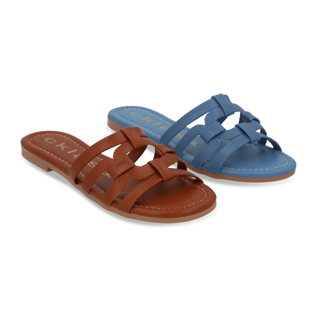 DÚO 625 SANDALIA CASUAL MIEL Y AZUL DE PISO 25915